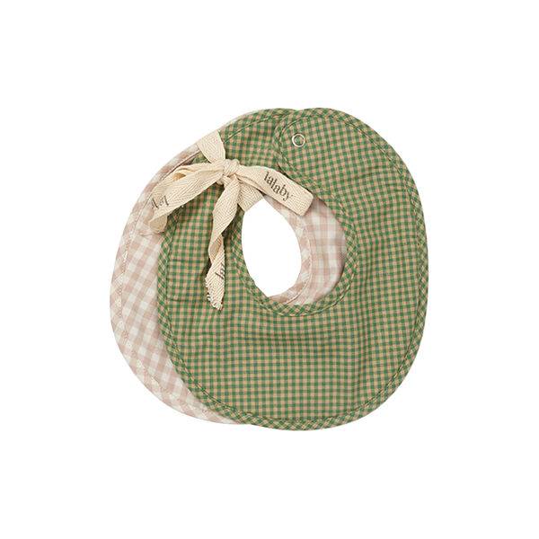 Bibi Bib 2-Pack, green check, Lalaby