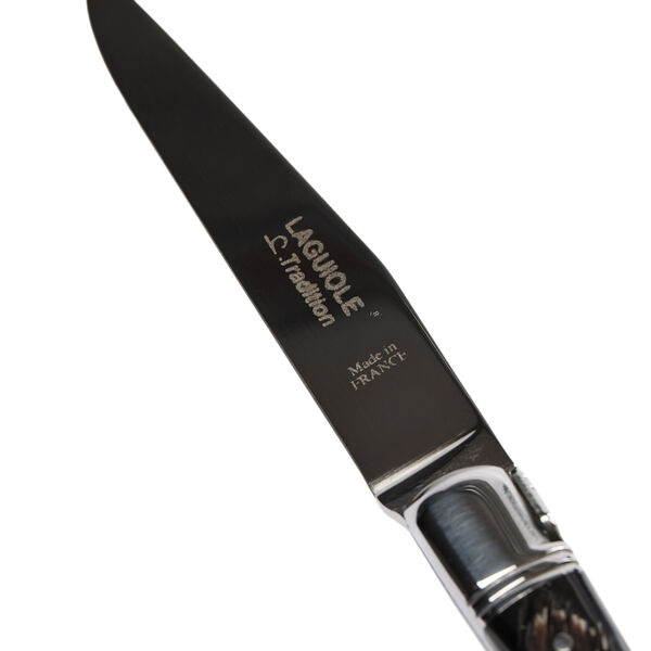 Steak Knife, black horn structure Steak Knife, black horn structure, Laguiole Tradition