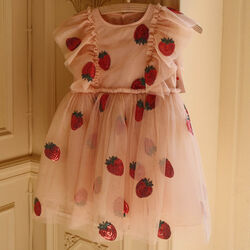 Yvonne Frill Dress, strawberry, Konges Sløjd