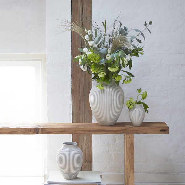 Knabstrup Vase with Grooves, grey Knabstrup Vase with Grooves, grey, Knabstrup Keramik