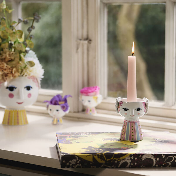 Eva Candle holder, pink Eva Candle holder, pink, Bjørn Wiinblad