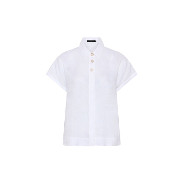 Pure Linen Blouse, bright white, Micha