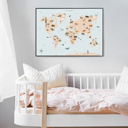 Verdenskort med dyr plakat, ViSSEVASSE