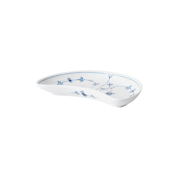 Blue Fluted Plain Dish Half Moon Shaped 22 cm, Royal Copenhagen