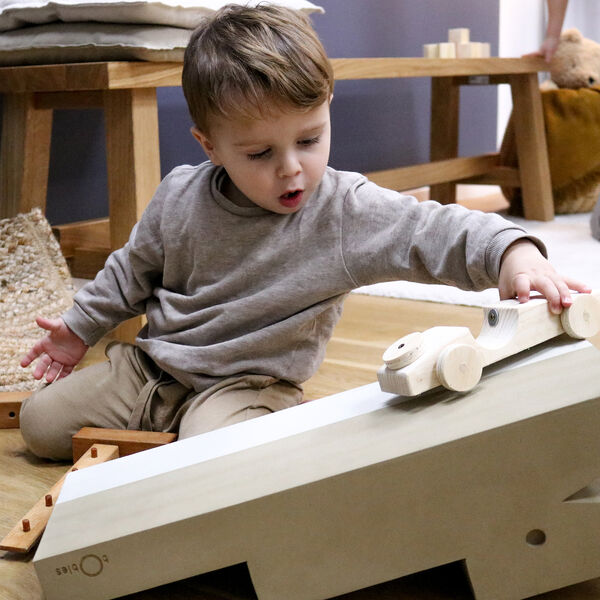 Crocodile M, sand grey, bObles