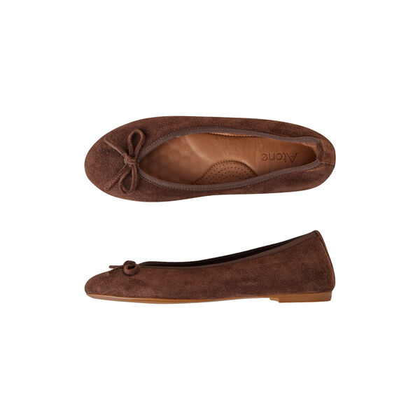 Alaiya Suede Ballerina, chocolate brown, Atone