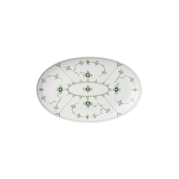Green Fluted Plain Oval Assiette, Royal Copenhagen