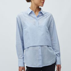 Aulora-M Blouse, light blue white stripe, mbyM