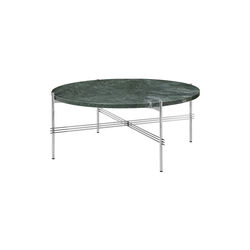 TS Coffee Table Ø80, green guatemala marble/steel, GUBI