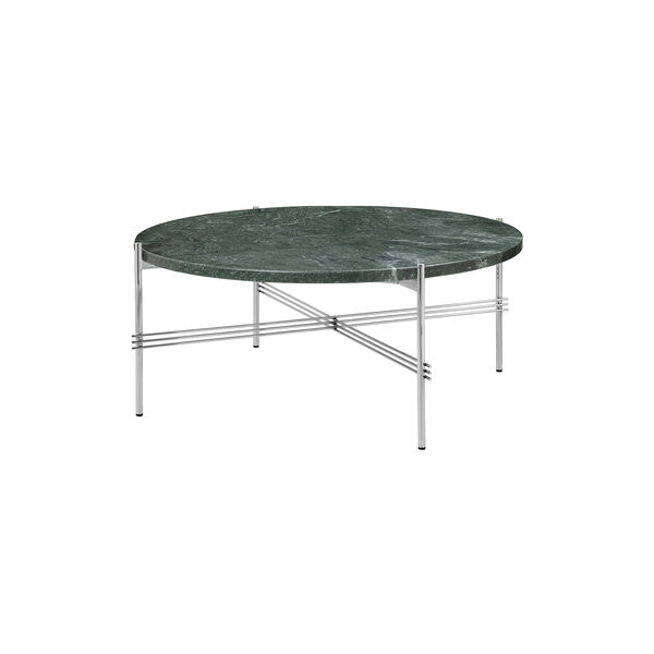 TS Coffee Table Ø80, green guatemala marble/steel, GUBI