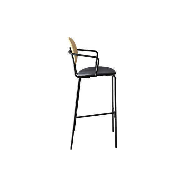 PIET HEIN Bar Chair with Arms, white pigmented oak//Solid Black 509, Sibast Furniture