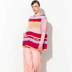 Tallulah Knit Vest, peach stripes, HUNK&Oslash;N