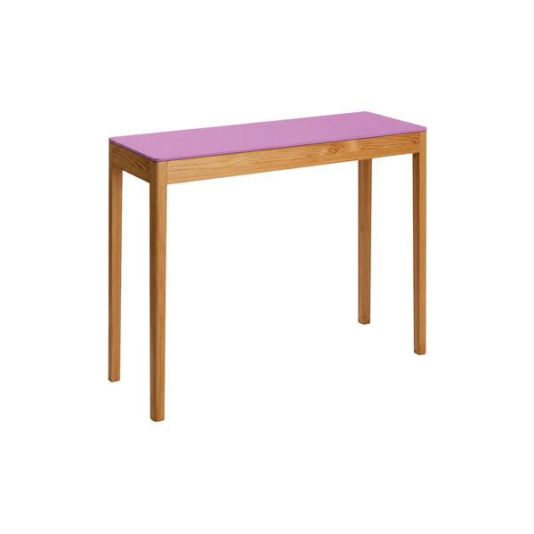 Console Table, a raspberry on top/oiled oak, a seat in Siena