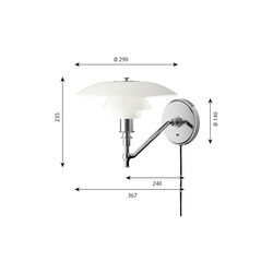 PH 3/2 Wall Lamp, chrome, Louis Poulsen