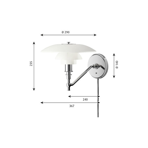 PH 3/2 Wall Lamp, chrome, Louis Poulsen