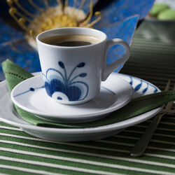 Blue Fluted Mega Cup with Saucer 9 cl, Royal Copenhagen