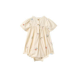 Romper Margit, ivory embroidery flowers, Wheat