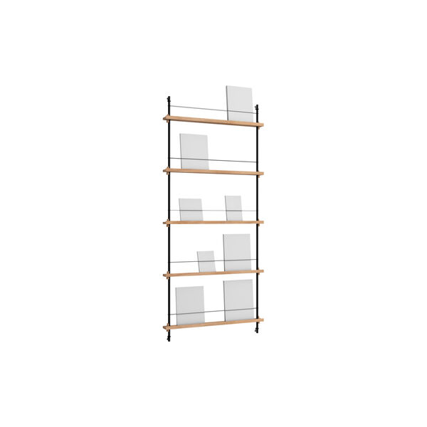 Magazine Shelving Tall, oak/black, MOEBE