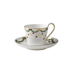 Star Fluted Christmas High Handle Cup with Saucer 27 cl, Royal Copenhagen
