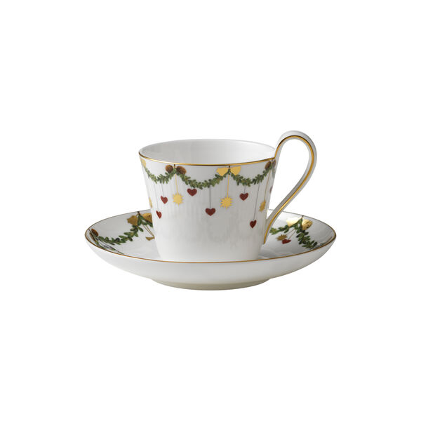 Star Fluted Christmas High Handle Cup with Saucer 27 cl Star Fluted Christmas High Handle Cup with Saucer 27 cl, Royal Copenhagen