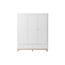 Wood Wardrobe 3 Doors, white/oak, Oliver Furniture