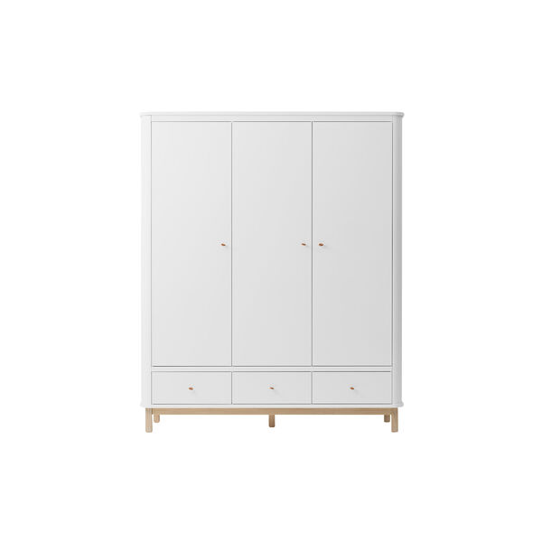 Wood Wardrobe 3 Doors, white/oak, Oliver Furniture