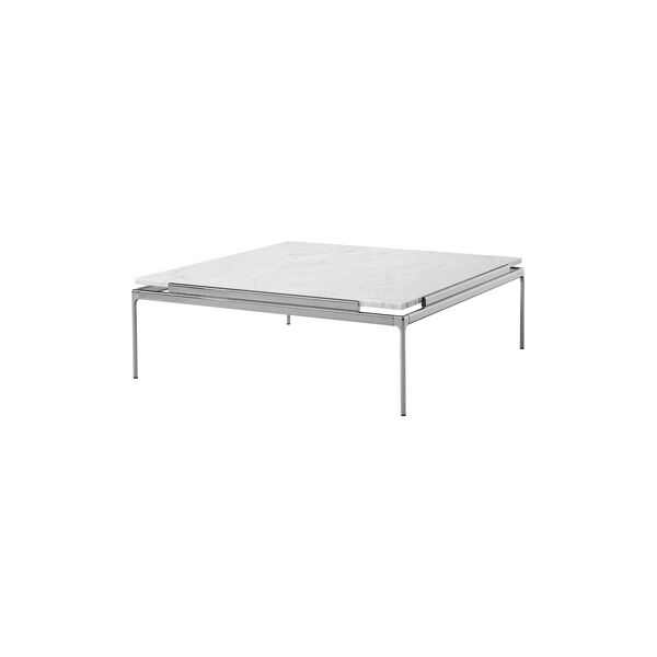 Sett LN13 Coffee Table, bianco carrara marble/dark chrome, &Tradition