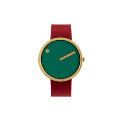 PICTO Wrist Watch, dusty green/matt gold/ruby red, Picto