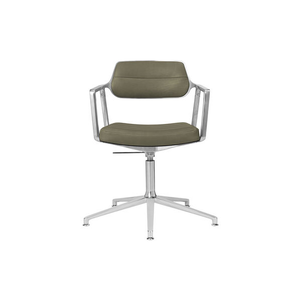 VIPP453 Swivel+ Chair with Gliders, bosco green/polished aluminium, Vipp