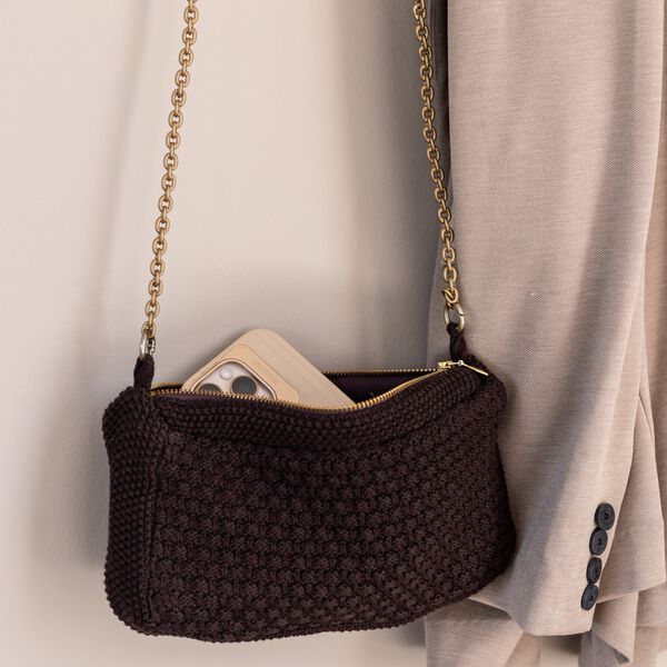 Knitted Chain Clutch Petra | Choclate, By LOHN