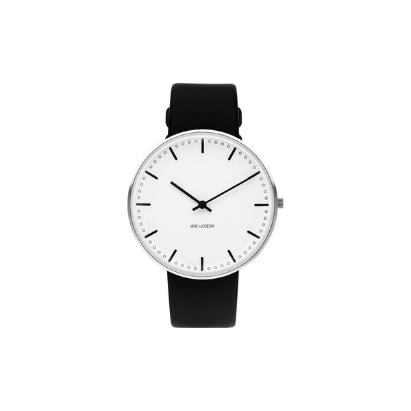 City Hall Wrist Watch, white/steel/black, Arne Jacobsen Watches