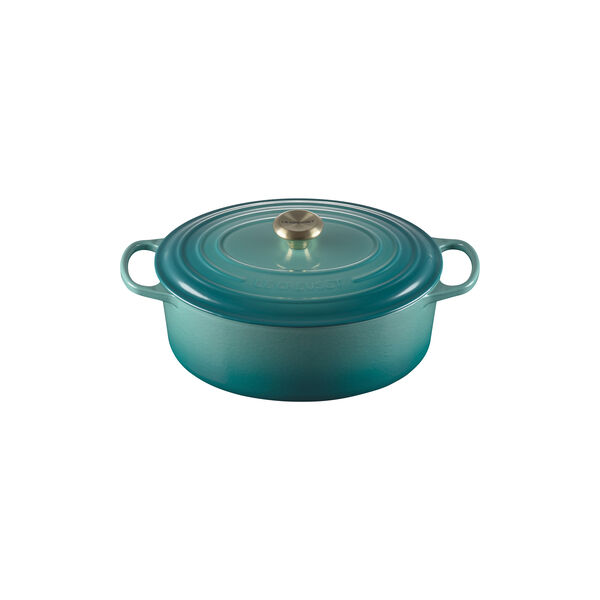 Signature cast iron oval casserole &Oslash; 31 cm, bleu riviera, Le Creuset