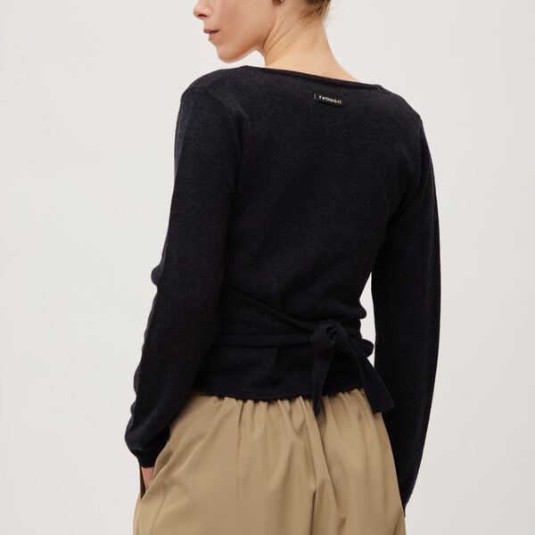 Wool Wrap Cardigan Keep Me, dark navy melange, Rethinkit