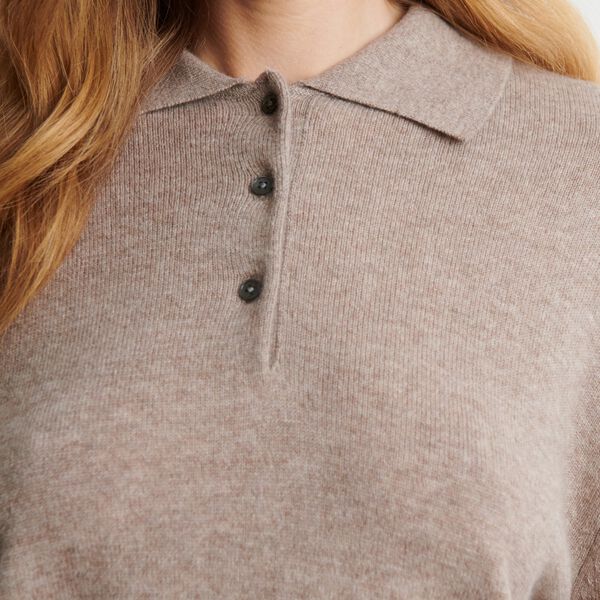 Longo Knit LS Collar, mid brown melange, Second Female