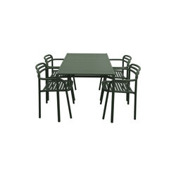 Bliss Dining Table Rectangular incl. 4 Bliss Armchairs, dark green, Cane-line