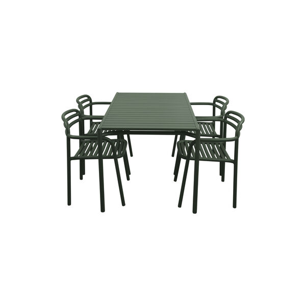 Bliss Dining Table Rectangular incl. 4 Bliss Armchairs, dark green, Cane-line