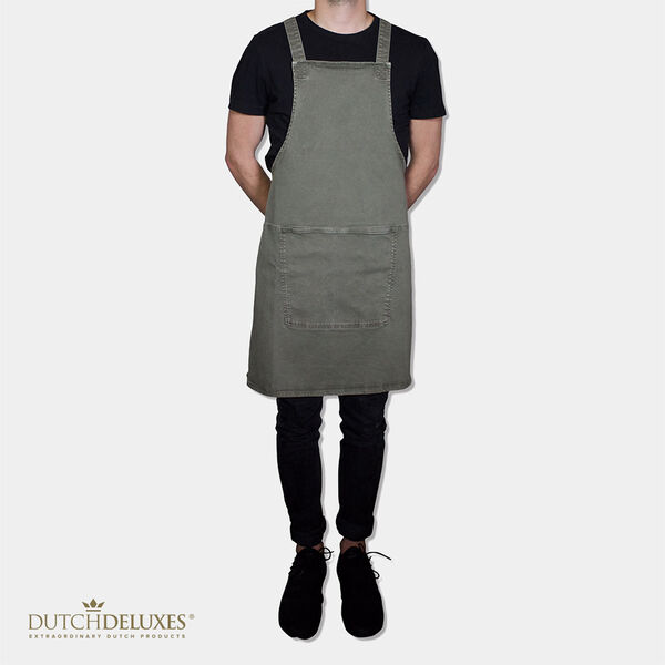 Suspender Apron, grey-green, Dutchdeluxes