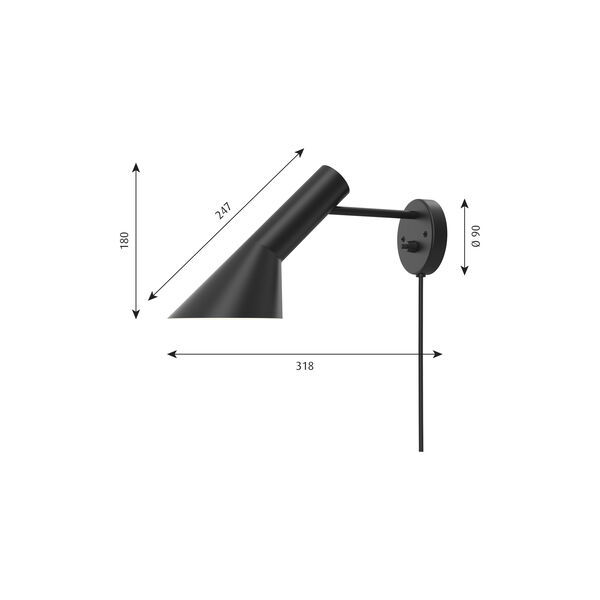 AJ Wall Lamp, black AJ Wall Lamp, black, Louis Poulsen