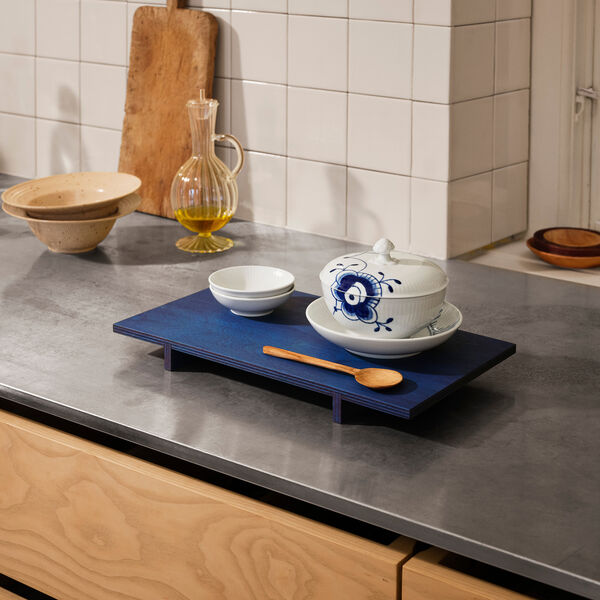 Blue Fluted Mega Bowl with Lid and Saucer 38 cl, Royal Copenhagen