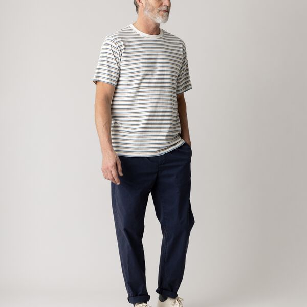 MMGDiaz Stripe O-SS Tee, ecru, MOS MOSH Gallery