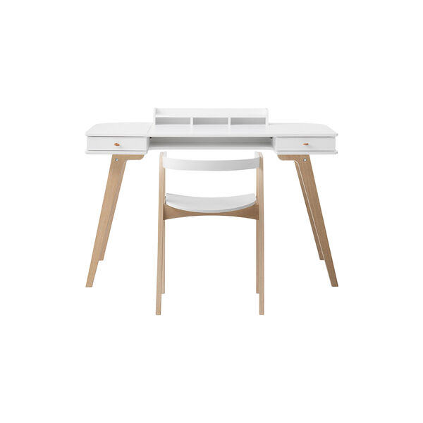 Wood Desk 72,6 cm &amp; Armchair Set, white/oak, Oliver Furniture