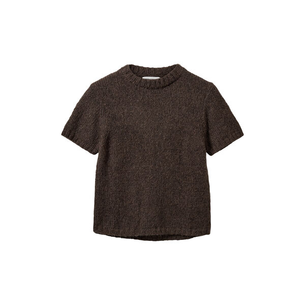 SAGASW SHORT SLEEVE KNIT SWEATER, dark brown, Sofie Schnoor