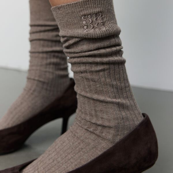 BEATHASW KNEE SOCK x 2, camel melange, Sofie Schnoor