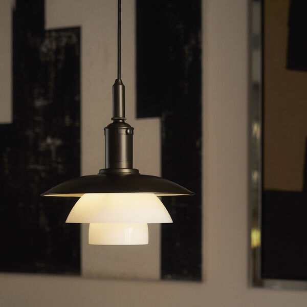 PH 3/3 Pendant, aged brass/opal glass, Louis Poulsen