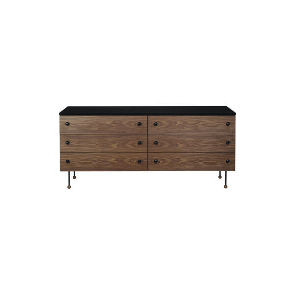 62 Sideboard 6 Drawer, walnut/black, GUBI