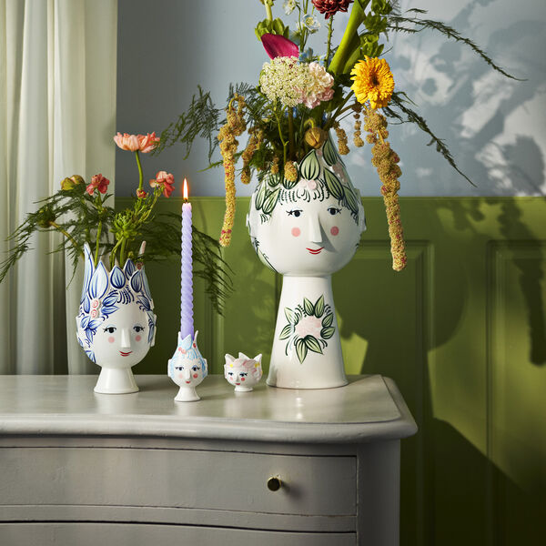 Titania Candle holder, light blue, Bj&oslash;rn Wiinblad