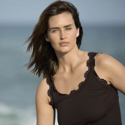 Silk Top w/ Lace , black brown, Rosemunde