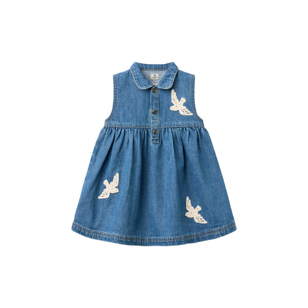 Denim Dress w. Crochet Doves, Copenhagen Colors Organics