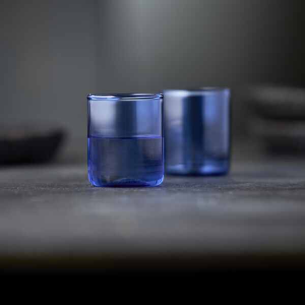 Torino Shot Glass 2 pcs, blue, Lyngby Glas