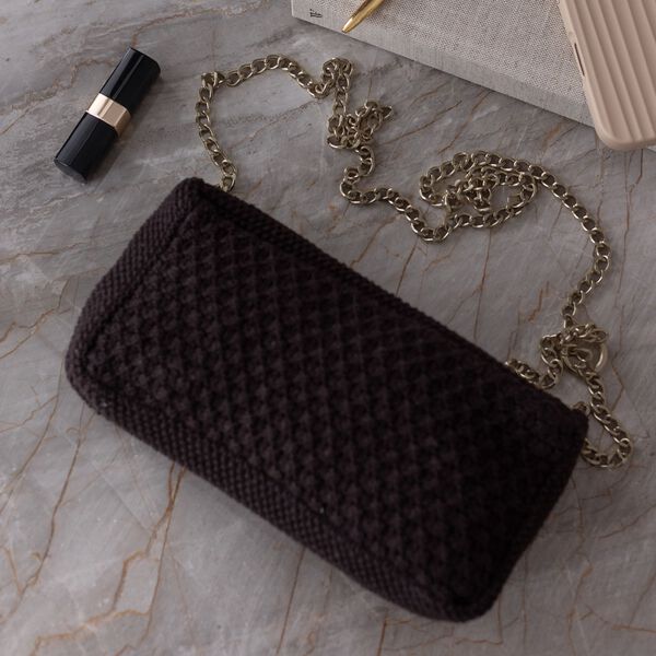 Knitted Chain Clutch Petra | Choclate, By LOHN